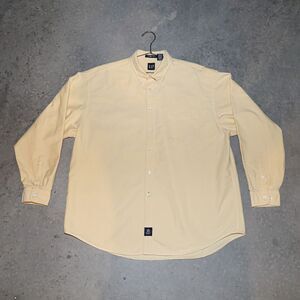 GAP The Big Oxford Yellow Collared Casual Button Down Mens Preppy Shirt Size XL